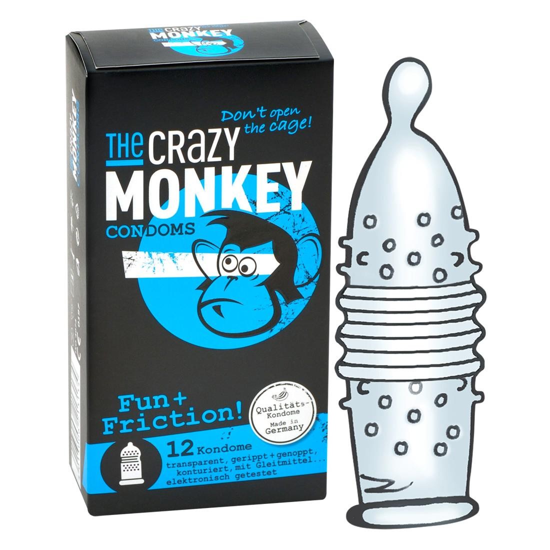  THE  CRAZY  MONKEY  CONDOMS  -  Fun  +  Friction!  12er  -  Kondome 