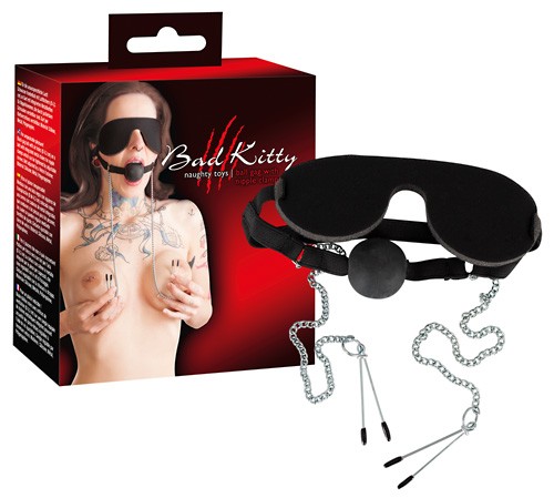  Bad  Kitty  -  BK  Ball  Gag  Nipple  Clamps  Mask 
