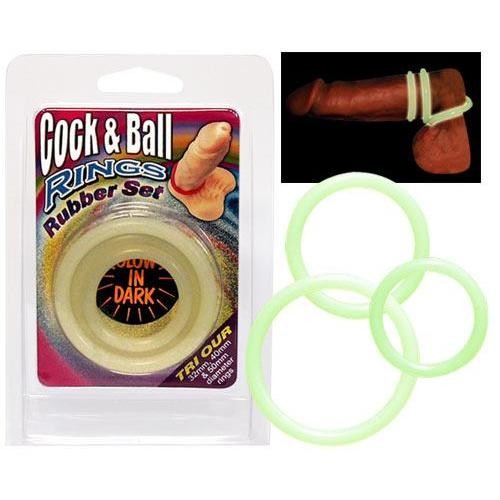  Cock  &  Ball  Rings  im  Set!  Glow  in  the  dark 