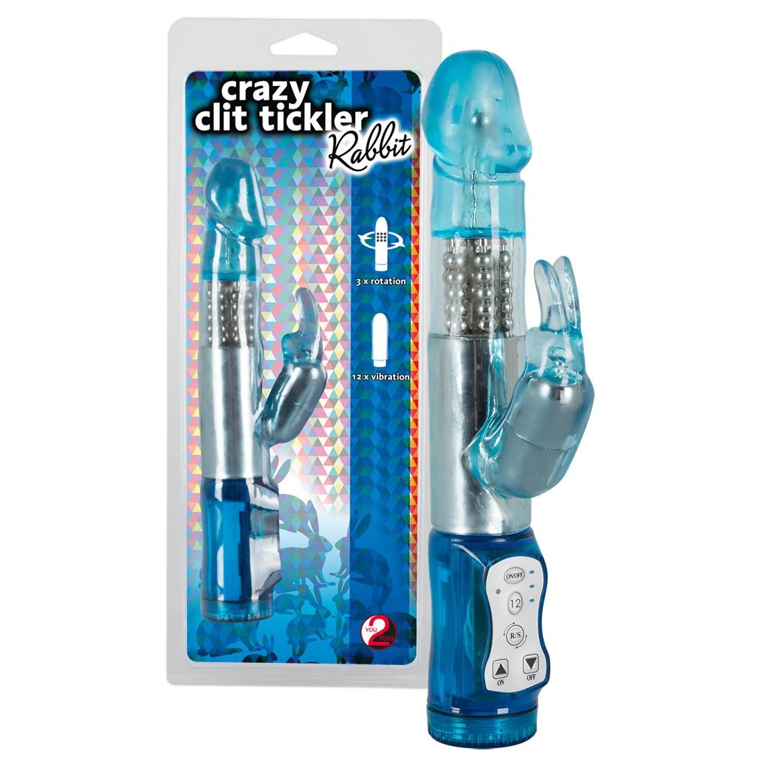  You2Toys  -  Crazy  Tickler  Rabbit  blue  -  Perlenvibrator  mit  Klitorisreizer 