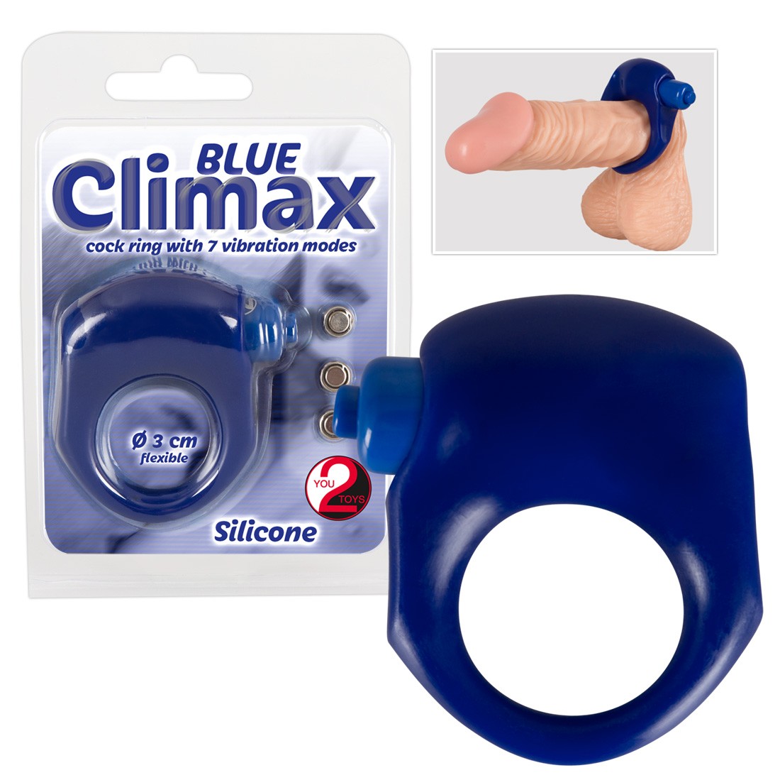  You2Toys  -  Blue  Climax  Cock  Ring  Vibratio  -  vibrierender  Penisring 