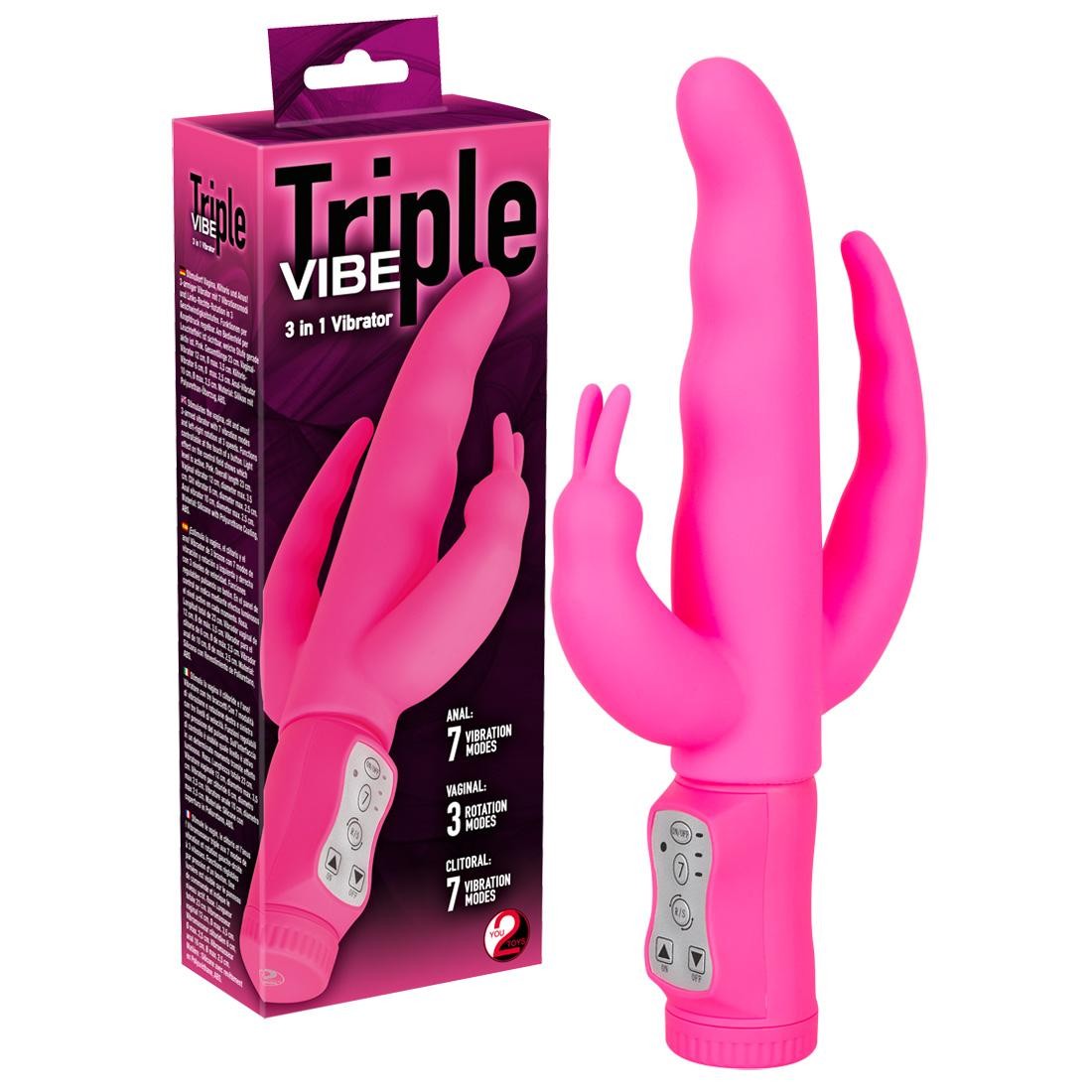  You2Toys  -  Triple  Vibe  Pink  -  Vibrator  mit  Klitoris-  und  Anusreizer 