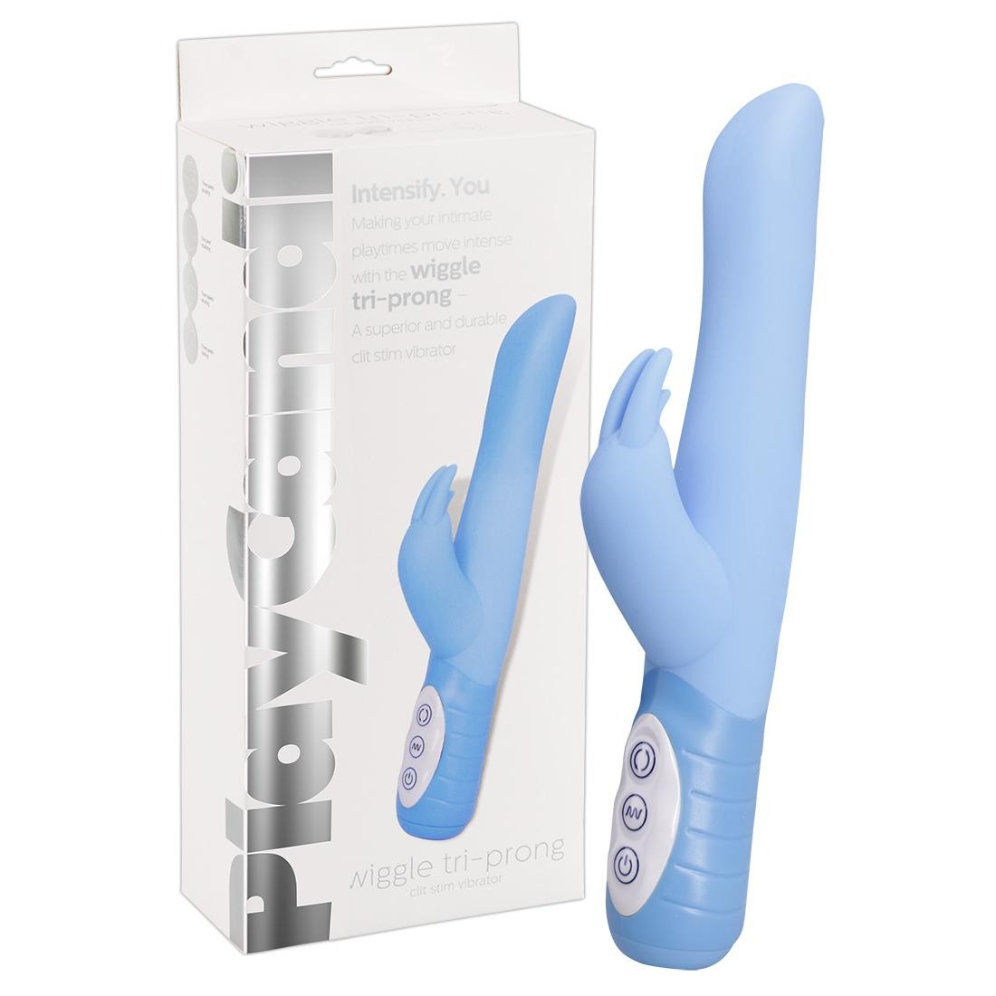  PlayCandi  -  Wiggle  Tri-Pong  Blue  -  Vibrator  mit  Klitorisreizer 