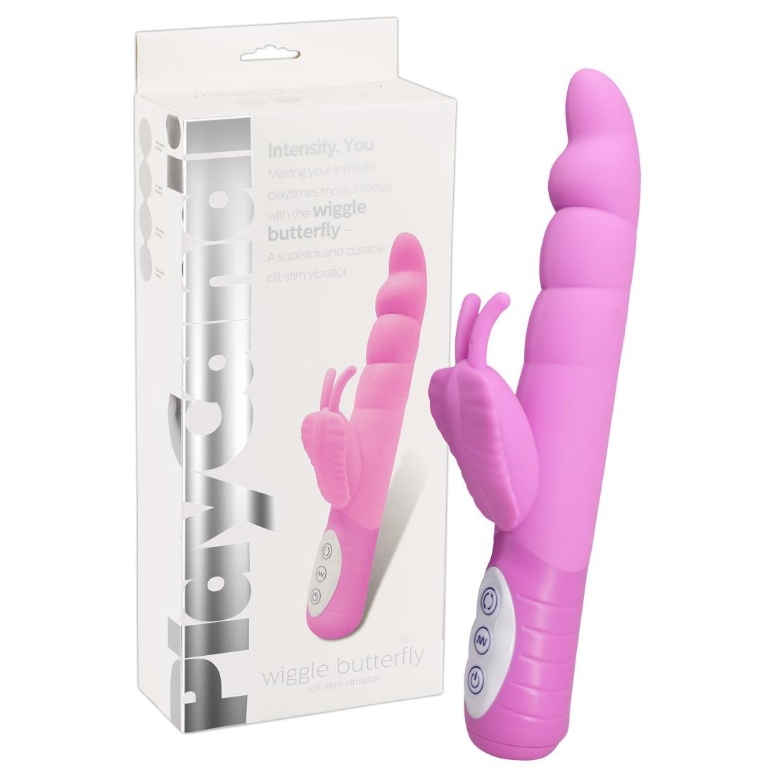  PlayCandi  -  Wiggle  Butterfly  Pink  -  Vibrator  mit  Klitorisreizer 