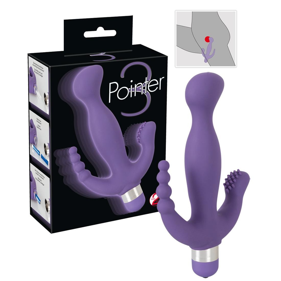  You2Toys  -  3  Pointer  purple  -  Vibrator  mit  Klitoris-  und  Anusreizer 