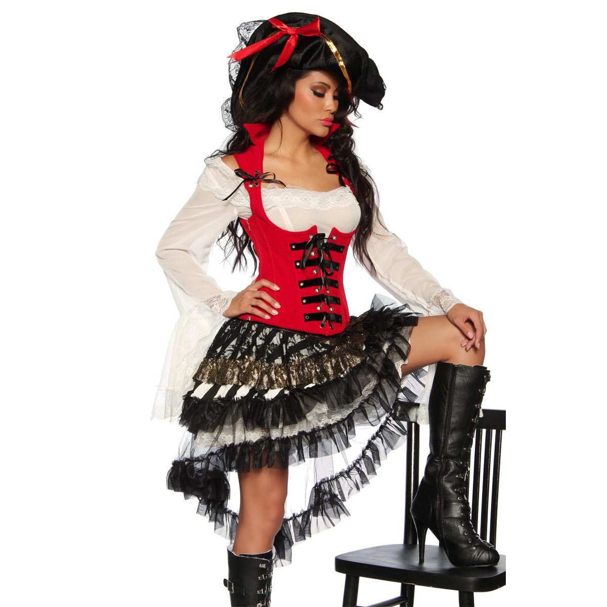  Piraten-Kostüm  -  rot/schwarz 