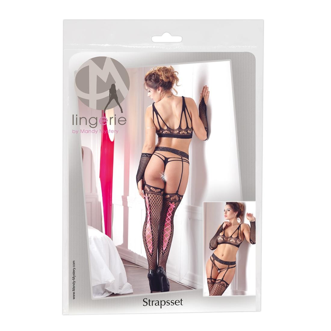  Mandy  Mystery  lingerie  -  Strapsset  schwarz/pink 