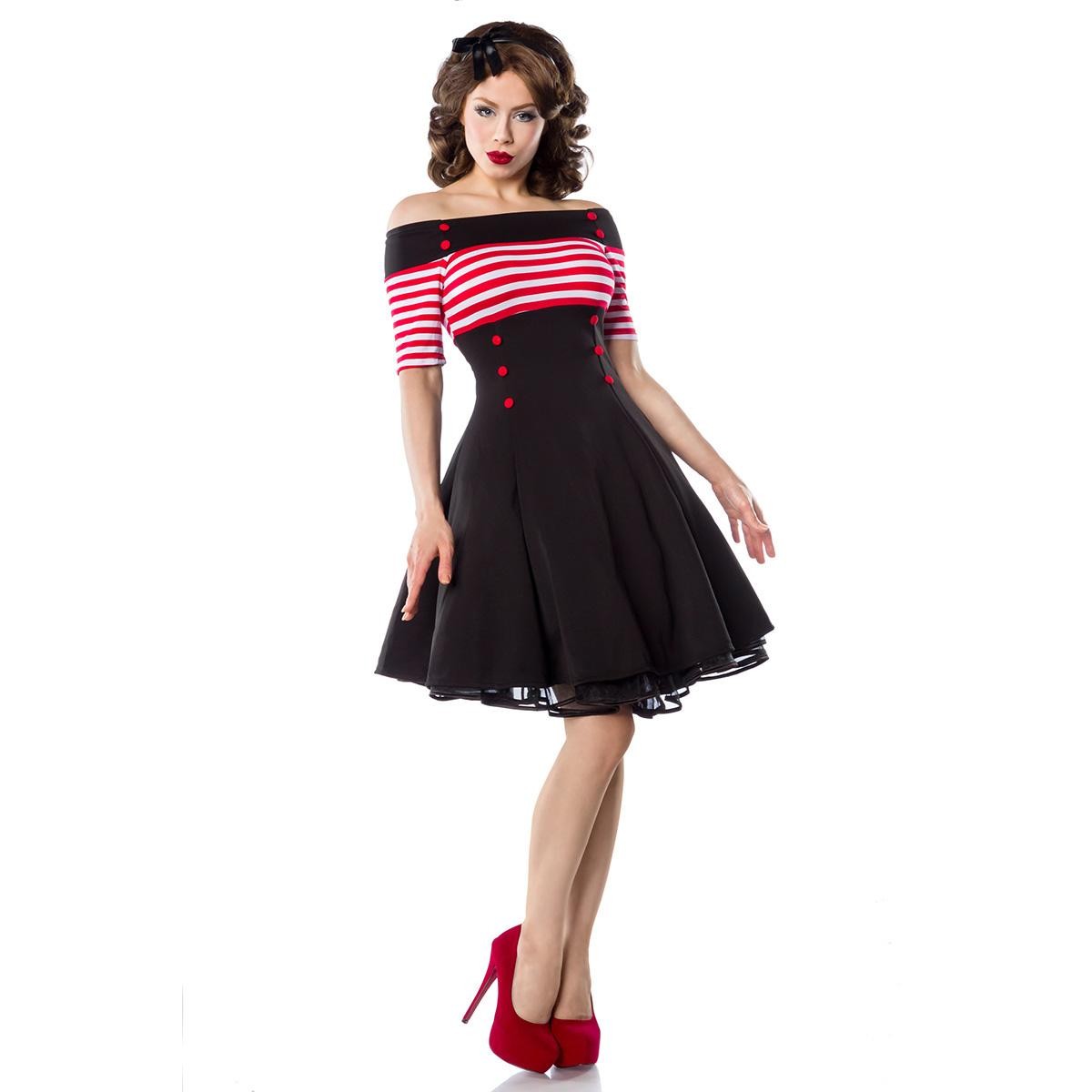  Belsira  -  Vintage-Kleid  -  schwarz/rot/weiß 