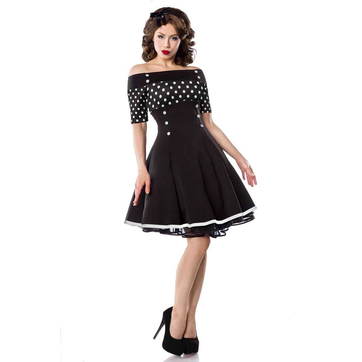  Belsira  -  Vintage-Kleid  -  schwarz/weiß/dots 