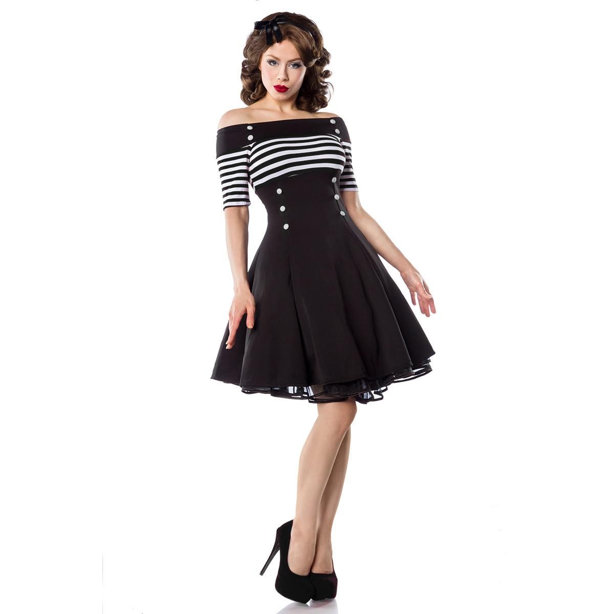  Belsira  -  Vintage-Kleid  -  schwarz/weiß/stripe 