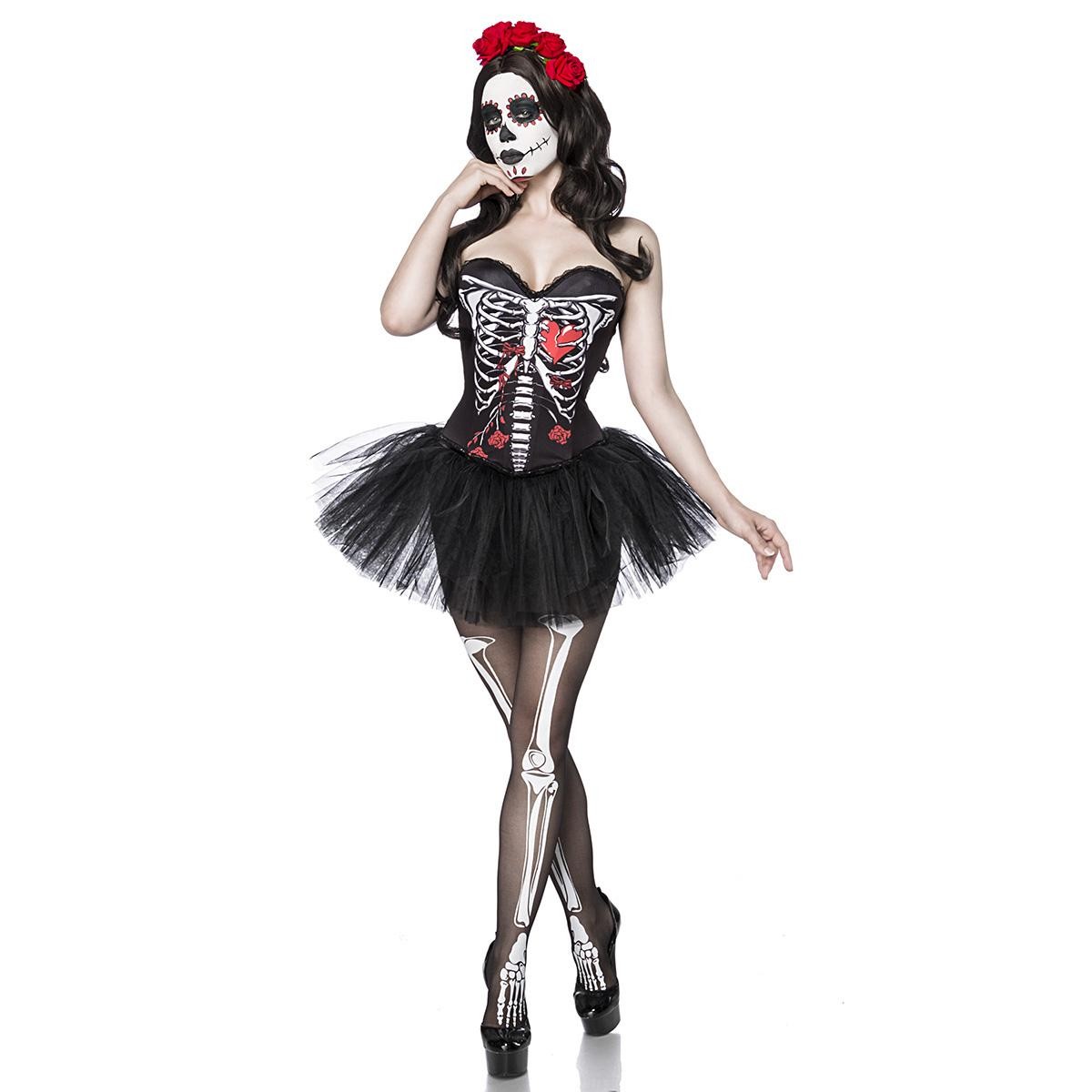  Mask  Paradise  -  Skull  Senorita  Kostümset  -  schwarz/weiß/rot 