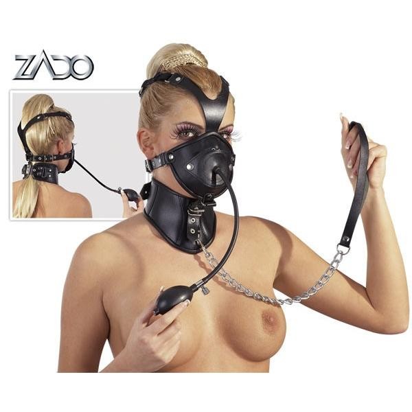 ZADO Leder  Kopf-  und  Halsfessel  mit  Knebel